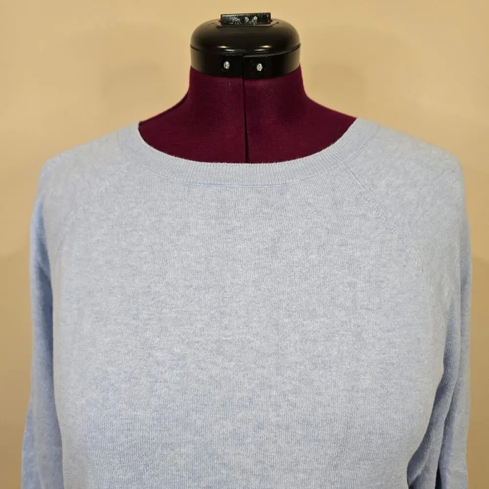 Women's J. Crew Blue Cashmere Blend Crewneck Sweater | Size Large